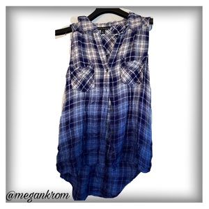 💥ombré plaid tank top with studs